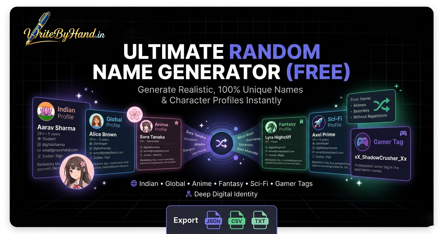 Random Name Generator & Fake Profile Creator (100% Free) | WriteByHand